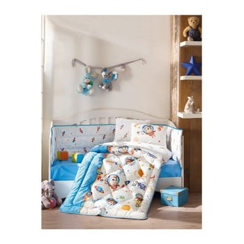 Set de pat din bumbac pentru copii Uzay Oyunu Blue, 100 x 170 cm