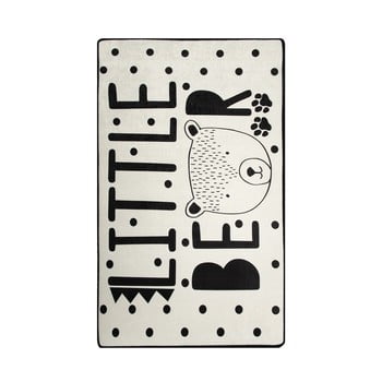 Covor antiderapant pentru copii chilai little bear, 100 x 160 cm, alb - negru