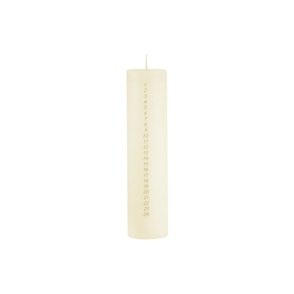 Krémově bílá adventní svíčka s čísly Unipar, doba hoření 98 h