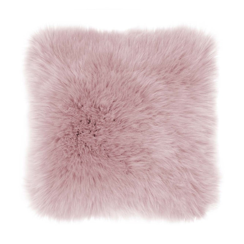 Růžový polštář Tiseco Home Studio Sheepskin, 45 x 45 cm