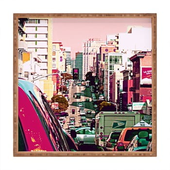 Tavă decorativă din lemn hot city, 40 x 40 cm