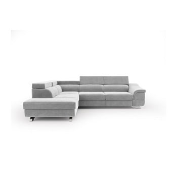 Canapea extensibilă cu înveliș de catifea windsor & co sofas apollon, pe partea stângă, gri deschis