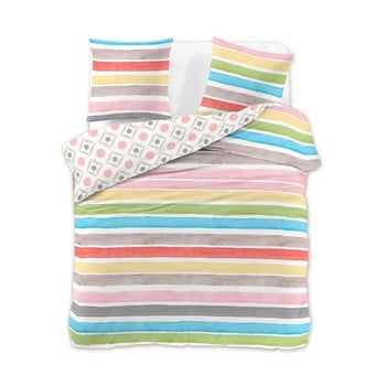Lenjerie din bumbac cu 2 fețe pentru pat dublu decoking diamond rainbow, 200 x 220 cm