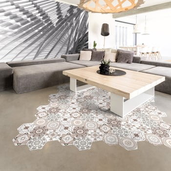 Set 10 autocolante de podea ambiance hexagons cornalina, 40 x 90 cm