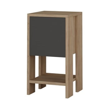 Noptieră cu detalii în decor de lemn de nuc garetto ema, gri antracit