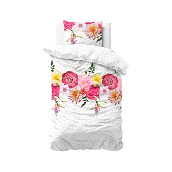 Lenjerie de pat din bumbac pentru pat de o persoană sleeptime love garden white, 140 x 220 cm