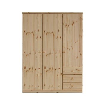 Dulap din lemn de pin steens ribe, 202 x 150,5 cm, maro
