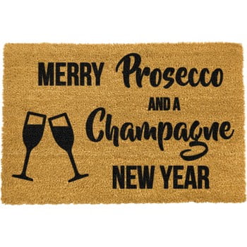Covoraș intrare din fibre de cocos artsy doormats champagne new year, 40 x 60 cm, negru