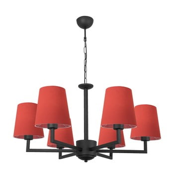 Lustră metalică cu abajur roșu opviq lights christina, negru