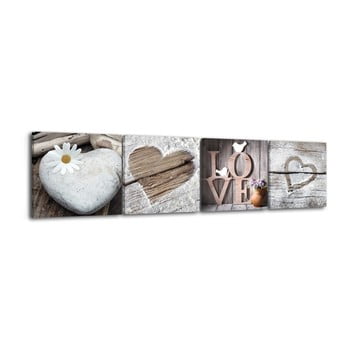 Tablou din 4 piese styler shabby sepi, 32 x 32 cm