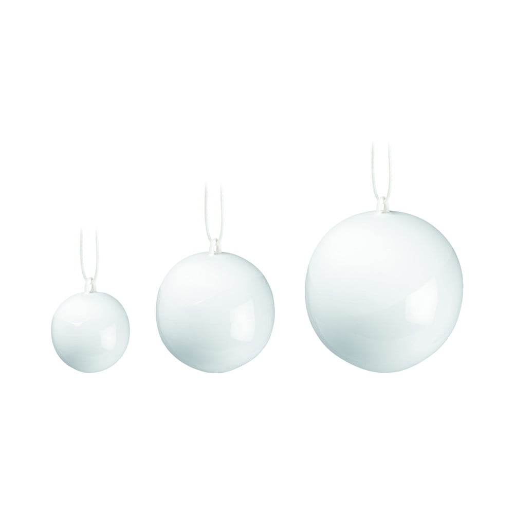 Sada 3 bílých vánočních ozdob na stromeček z kostního porcelánu Kähler Design Nobili