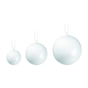 Set 3 decorațiuni din porțelan chinezesc pentru pomul de crăciun kähler design nobili, alb
