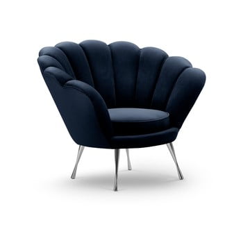 Fotoliu cu tapițerie de catifea interieur 86 varenne, albastru închis