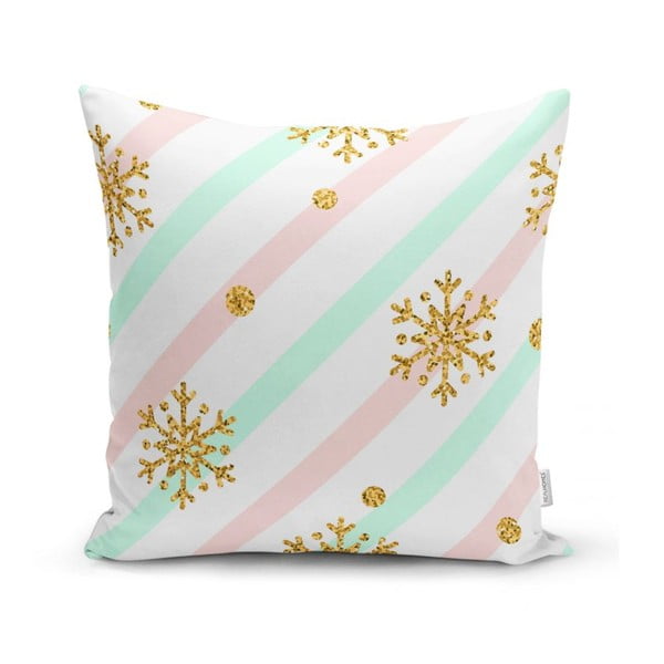 Vánoční povlak na polštář Minimalist Cushion Covers Pinky Snowflakes, 42 x 42 cm