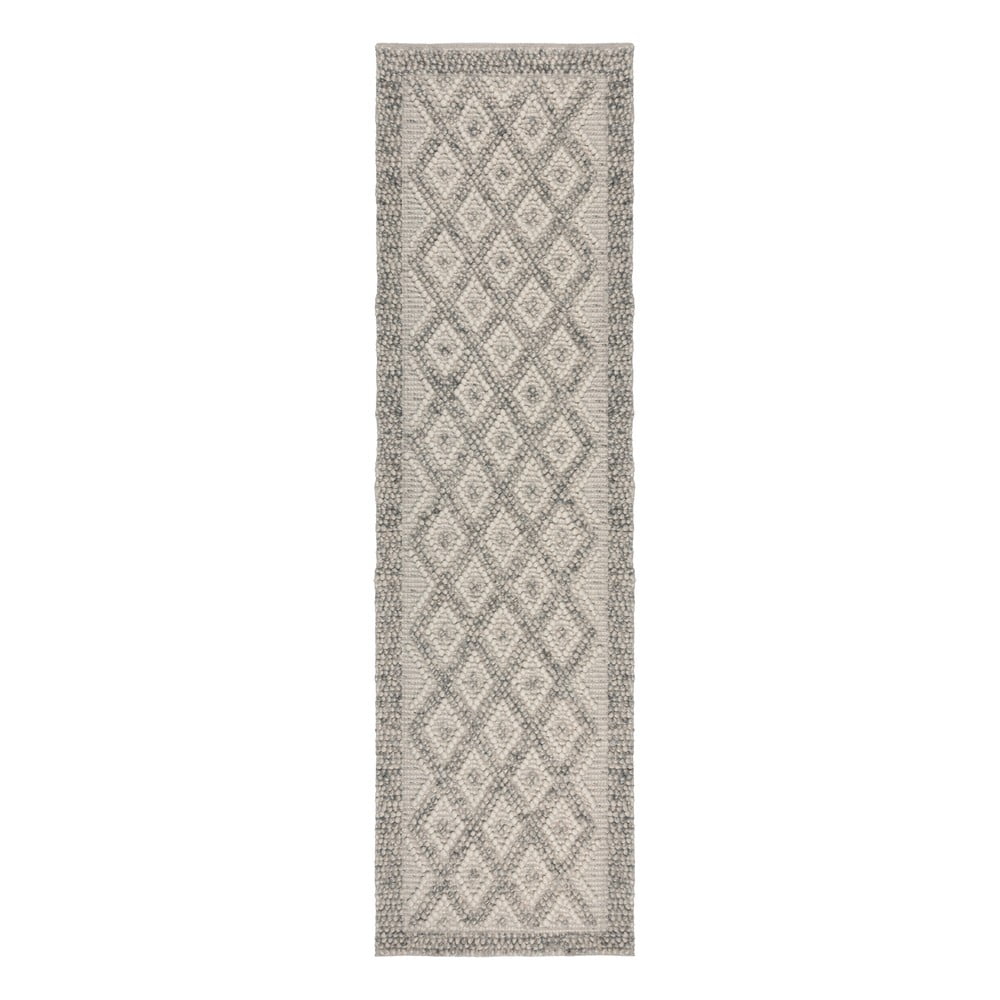 Šedý ručně tkaný běhoun s příměsí vlny 60x230 cm Minerals Diamond – Flair Rugs