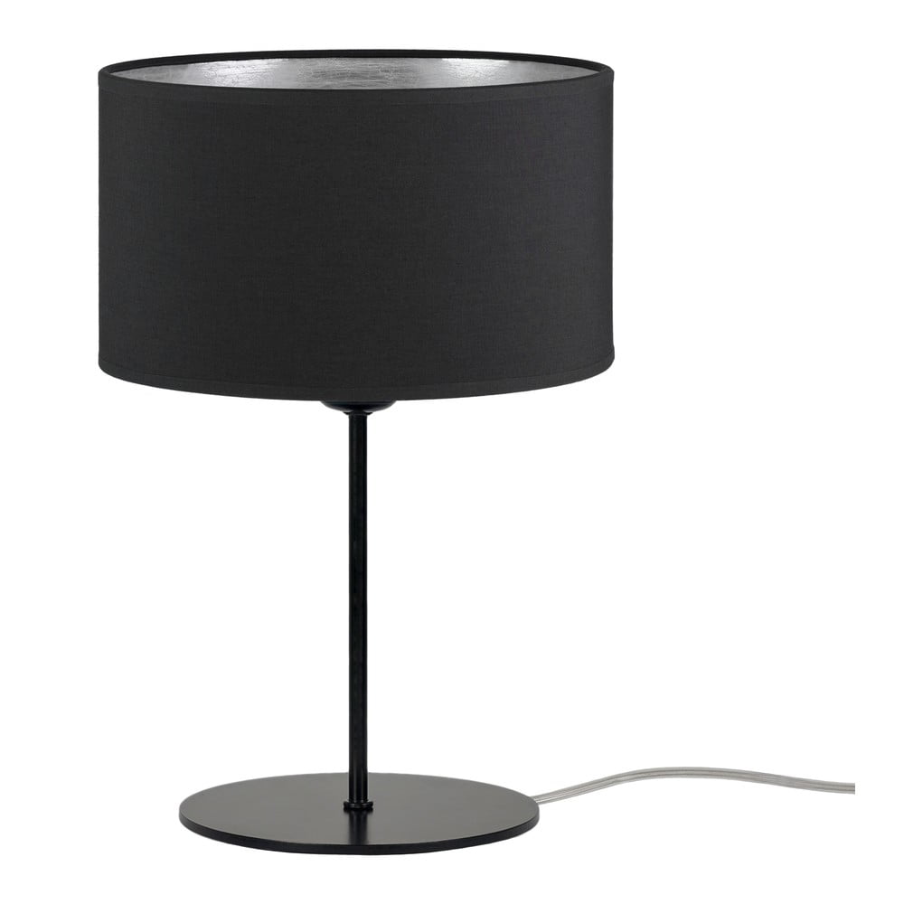 Černá stolní lampa s detailem ve stříbrné barvě Bulb Attack Tres S, ⌀ 25 cm