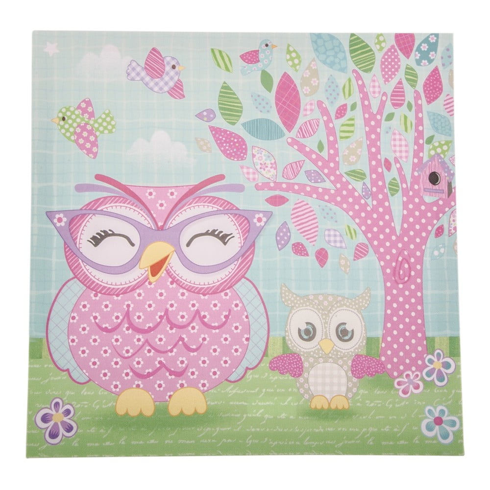 Obraz na plátně Pink Owl, 36x36 cm