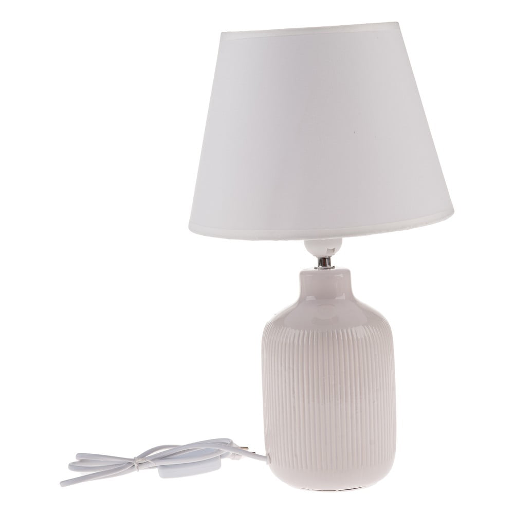 Krémová stolní lampa s textilním stínidlem (výška 41 cm) – Dakls