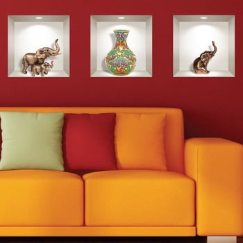 Set 3 autocolante 3d pentru perete ambiance elephants