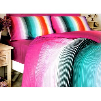 Lenjerie de pat cu cearșaf rainbow, 160 x 220 cm
