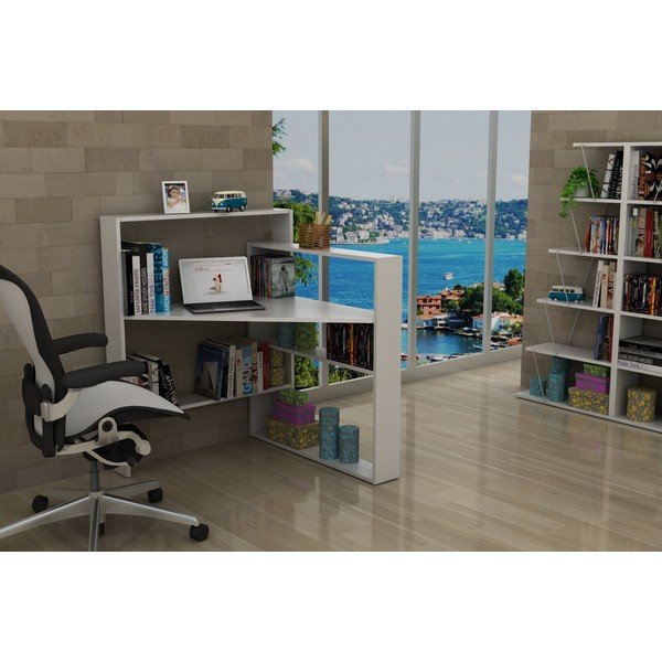 Bílý pracovní stůl s úložnými prostory Rafevi Pisagor