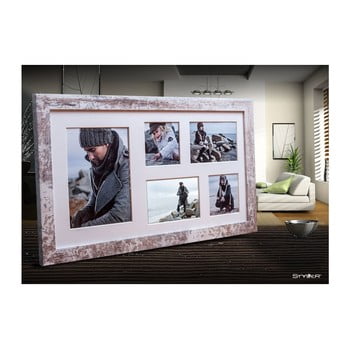 Ramă foto pentru 5 fotografii styler narvik, 27 x 51 cm, gri - alb