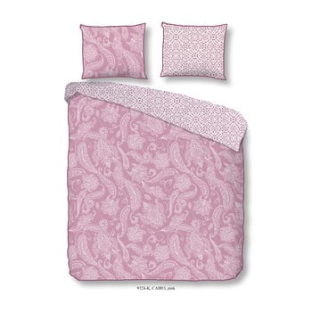 Lenjerie din bumbac satin pentru pat dublu Descanso Cairo Pink, 200 x 240 cm, roz