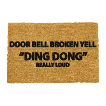 Covoraș intrare din fibre de cocos artsy doormats yell ding dong, 40 x 60 cm