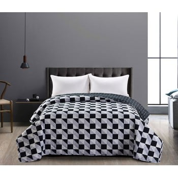 Cuvertură reversibilă din microfibră decoking hypnosis mastery, 240 x 260 cm, negru-gri