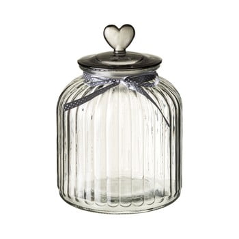 Recipient din sticlă cu capac unimasa heart, 4,2 l, argintiu