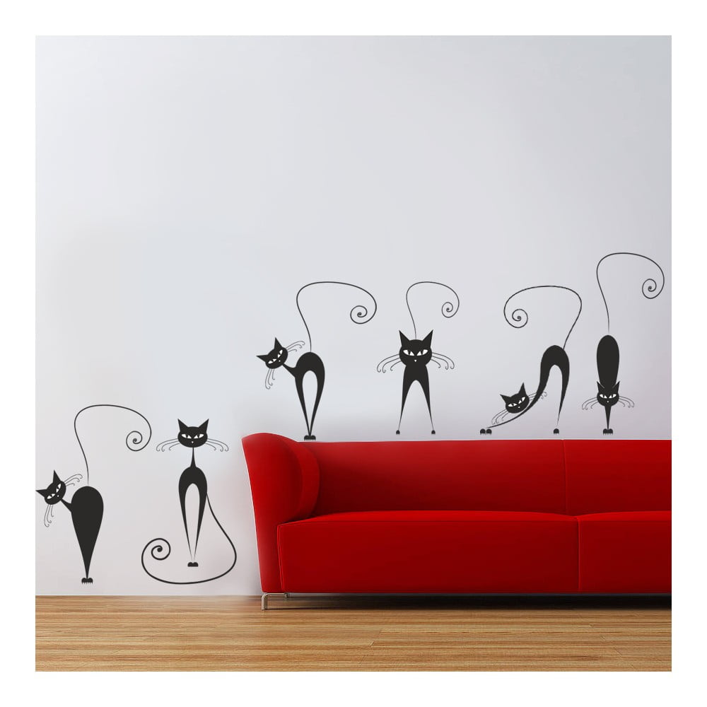 Samolepka na zeď Černé kočky, 70x50 cm