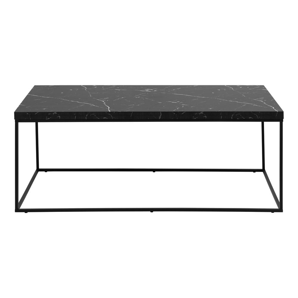 Černý konferenční stolek s deskou v dekoru mramoru 55x110 cm Barossa – Actona