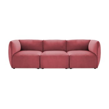 Canapea modulară cu 3 locuri vivonita velvet cube, roșu - roz