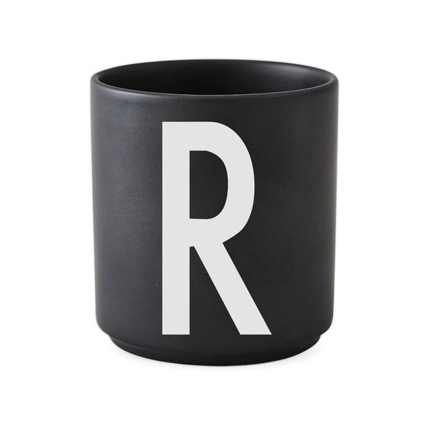 Černý porcelánový hrnek Design Letters Alphabet R, 250 ml