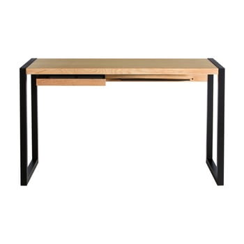 Birou cu aspect de lemn de stejar we47 renfrew, 126 x 55 cm, natural-negru