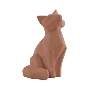 Statuetă pt living origami fox, înălțime 15 cm, maro mat