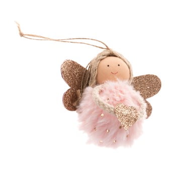 Decorațiune textilă suspendată dakls, lungime 9 cm, roz deschis, înger