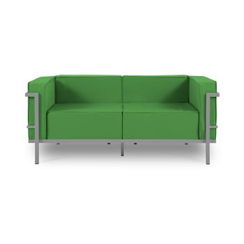 Canapea cu două locuri, adecvată pentru exterior Calme Jardin Cannes, verde - gri
