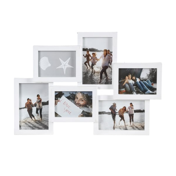 Bílý nástěnný rámeček na 6 fotografií Postershop Kira