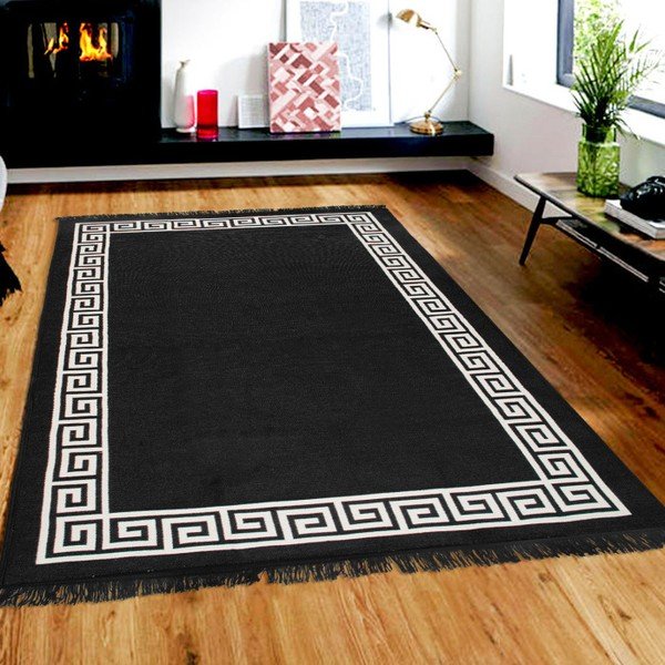 Béžovo-černý oboustranný koberec Justed, 80 x 150 cm