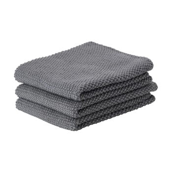 Set 3 prosoape de bucătărie zone prado, 27 x 27 cm, gri închis