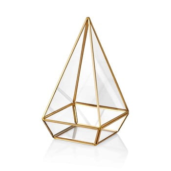 Vas decorativ din sticlă the mia glamour, 26 x 14 cm, alămiu
