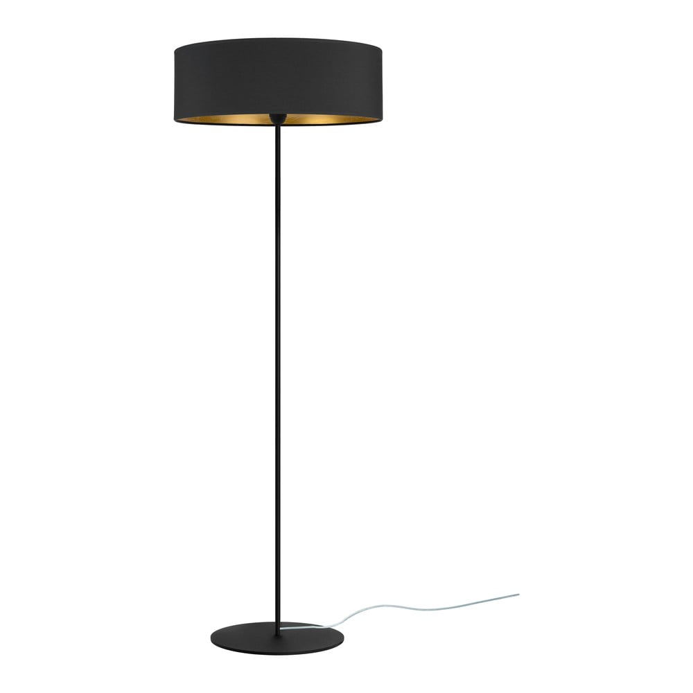 Černá stojací lampa s detailem ve zlaté barvě Bulb Attack Tres XL, ⌀ 45 cm
