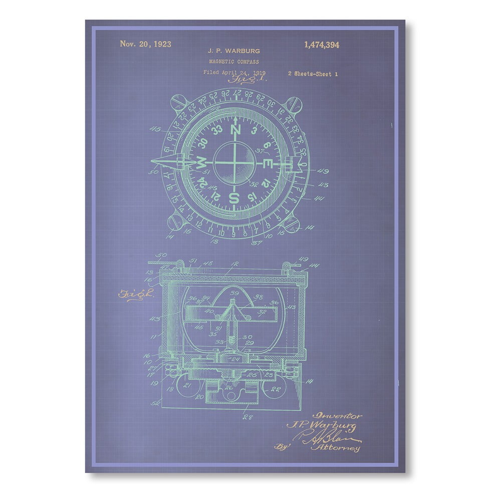 Plakát Magnetic Compass, 30x42 cm