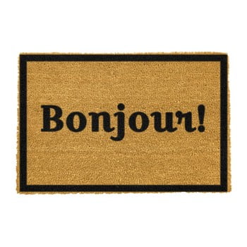 Covoraș intrare din fibre de cocos artsy doormats bonjour, 40 x 60 cm