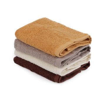 Set 4 prosoape din bumbac pentru mâini, 30 x 30 cm, bej - maro
