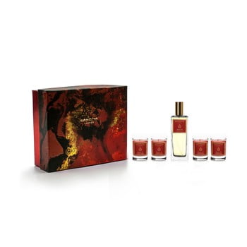 Set 4 lumânări parfumate și parfum de casă, în cutie de cadou, cu aromă de cuisoare si vanilie Bahoma London de la Bahoma London