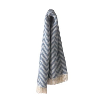Pled din amestec de bumbac euromant chevron, 140 x 180 cm, albastru
