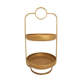 Suport decorativ pentru desert cu 2 etaje green gate, înălțime 50 cm, auriu