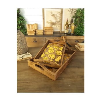 Set 2 tăvi din lemn de mango orchidea milano tropical